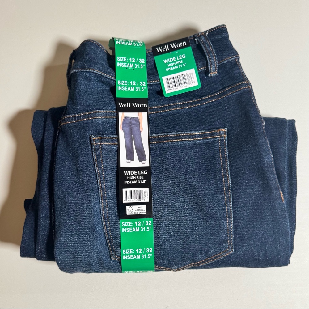Well Worn Wide Leg High Rise Jeans NWT Size 12/32 - Picture 2 of 4